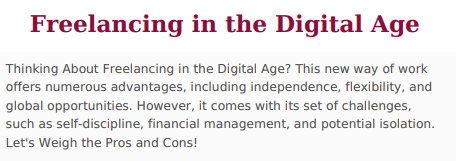 Weekly Digest: Freelancing in the Digital Age